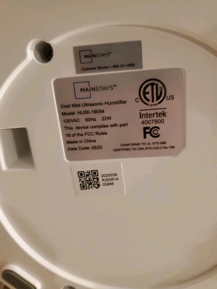 Humidificador ultrasónico redondo Mainstays Cool Mist con luces de aroma blanco NO PROBADO Foto 2 de 4