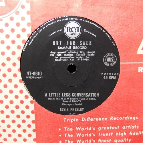 Elvis Presley - Little Less Conversation (RCA 47-9670) 1968 Australian PR0M0 45
