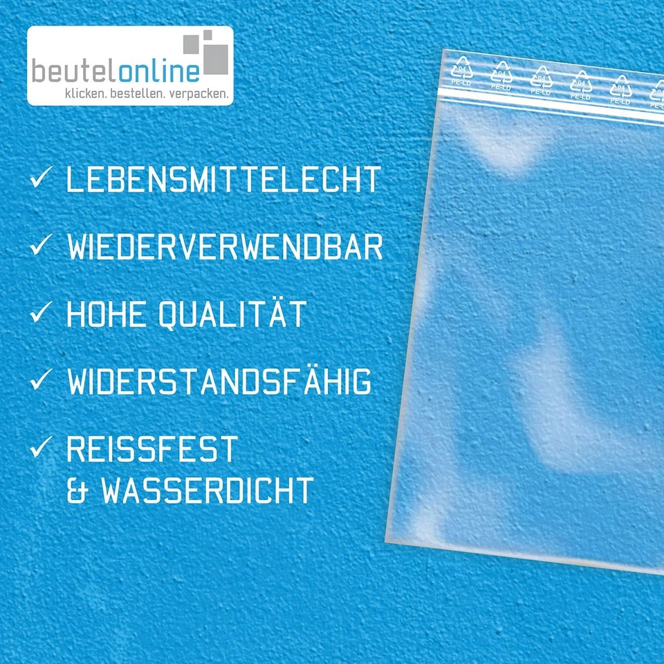 Druckverschlussbeutel PE-Folienbeutel 23 Größen ZIP Beutel 50my Verschlussbeutel - Bild 2 von 4