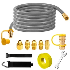 3/8" ID Natural Gas Hose, 24FT Low Pressure LPG Hose with Quick Connect, Prop...