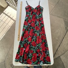 Vintage 1990s Victoria's Secret Slip Dress Maxi Floral Gold Label Semi Sheer L