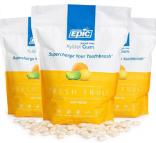 3000 PIECES - Epic Fruit Vegan Chewing Gum LOT Sugar Free Xylitol Fresh 3 BAGS