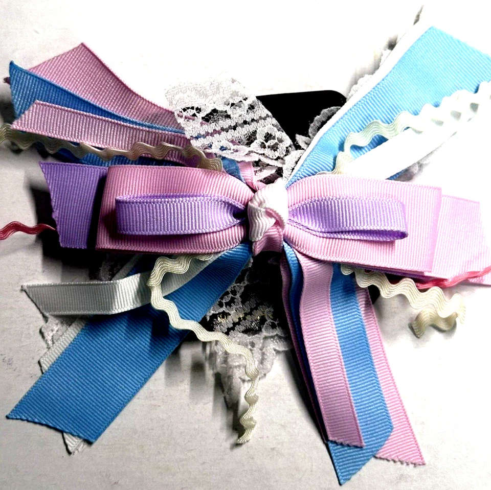 Банты для волос для девочек розовые белые сине-фиолетовые - патриотические Appx 6x4" - Изображение 3 из 4