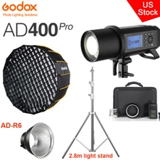 US Godox AD400Pro 2.4G TTL Outdoor Flash+Nicefoto120cm Grid Softbox Stand Kit