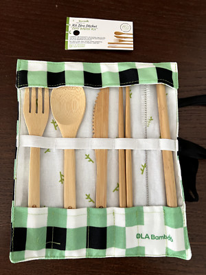 Zero Waste Kit with Bamboo Fork, Knife, Chopsticks, Sustainable Ola Bamboo Set