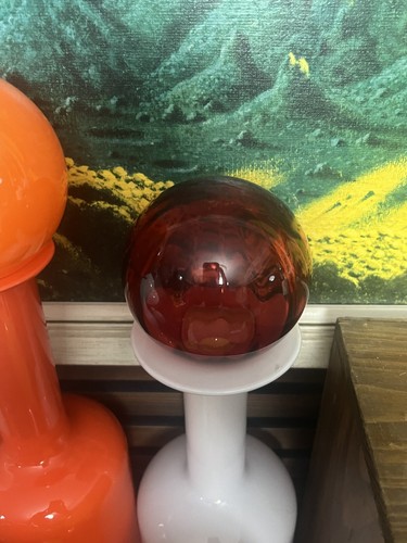 Vintage dänische große rote Glaskugel Space Age Mcm Holmegaard Gulvase - Bild 3 von 5