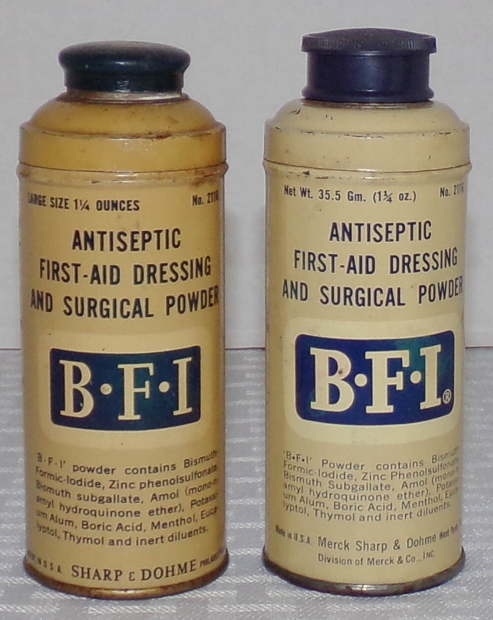 2 Vin. BFI Antiseptic First Aid Dressing Surg Powder 1 1/4 oz. Tins Some Content eBay