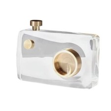 Minimalist crystal camera ornament, retro metal telescope model decoration