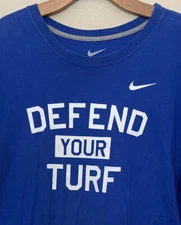 Nike Defend Your Turf Swoosh T-shirt. Men's Regular Fit Blue Size XL