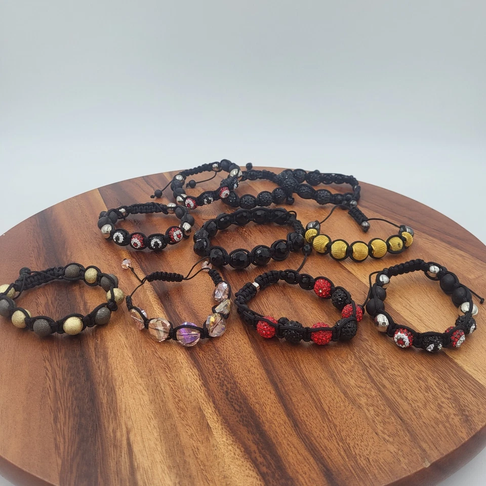 Lote de 10 pulseras Shamballa cordón macramé pesado bonito cristal... pedrería Foto 2 de 4