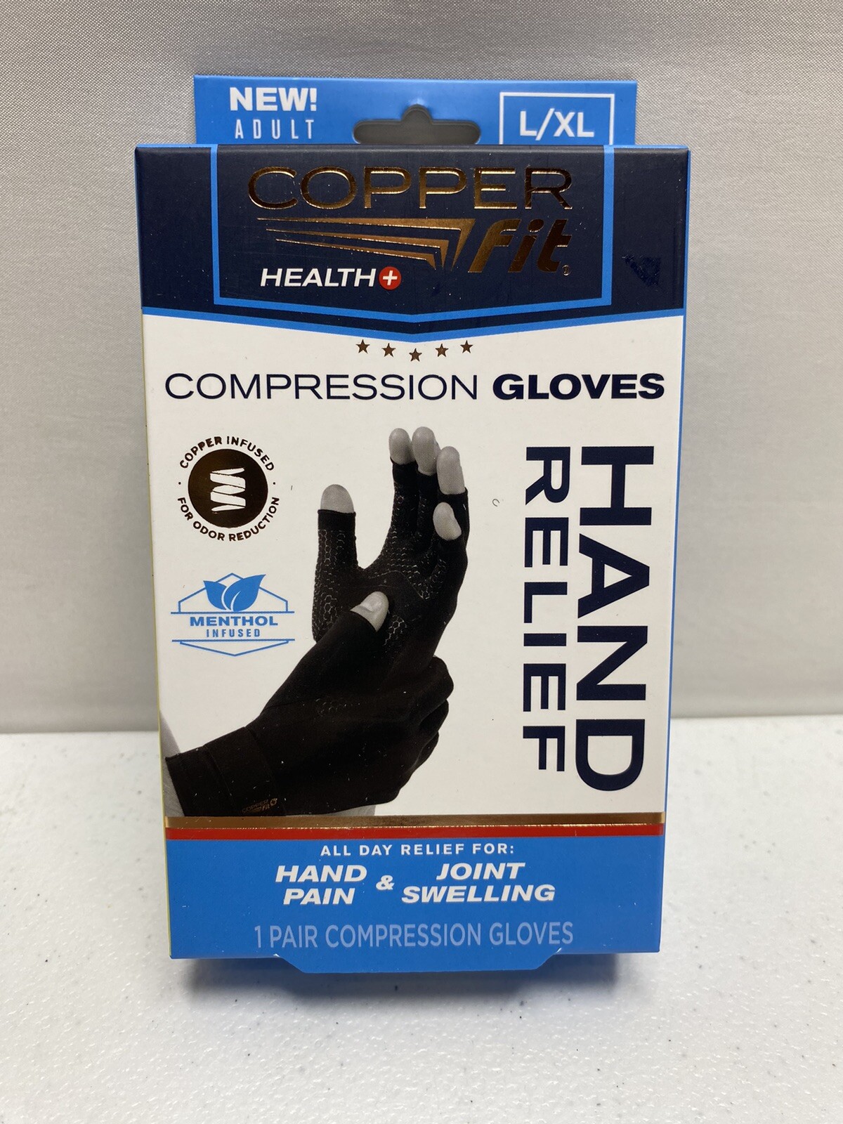 Copper Fit Unisex Adult Ice Compression Gloves Infused With Menthol and