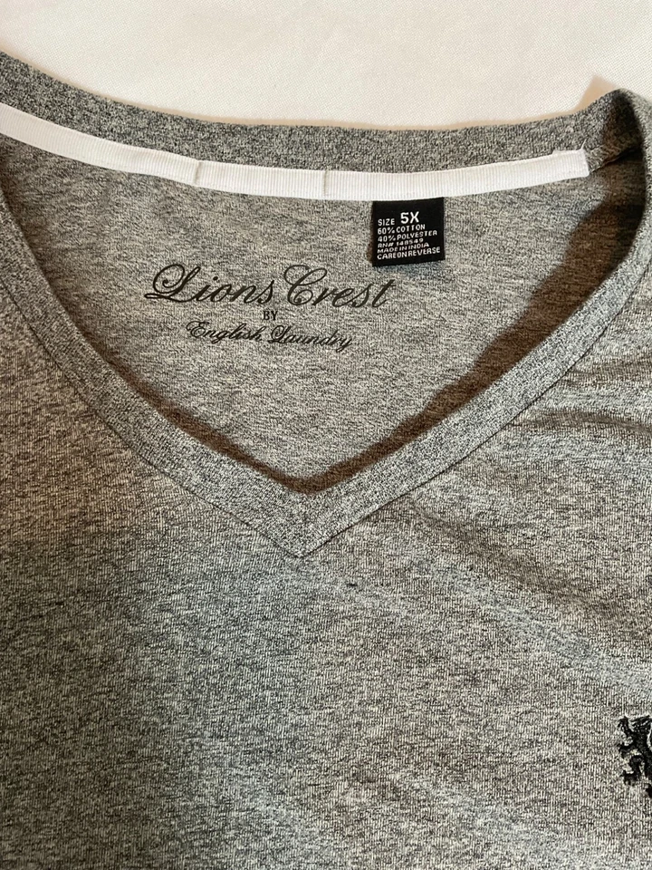 Lions Crest By Eighty Eights Mens 5X Gray V-Neck Short Sleeve T-Shirt - Image 2 of 3