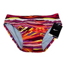 Costume da bagno uomo Nike TAGLIA 32 arancione rosso acqua polo slip NUOTO NUOVO ETICHETTE righe