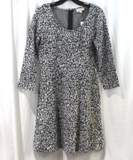 NWT LOFT Outlet Womens Black White 3/4 Sleeve Fit and Flare Dress 4