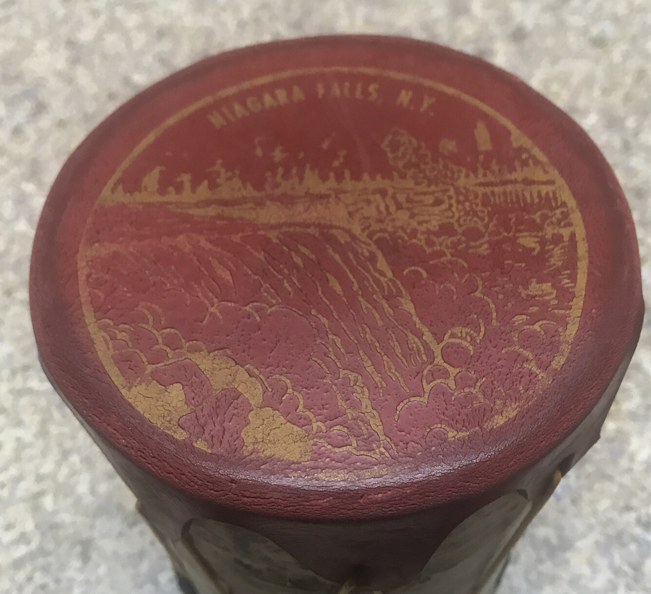 Vtg American Native Indian TomTom Toy Drum Faux Birch Red Black Niagara