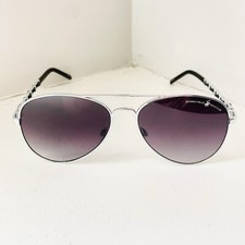 Women  s Silver Chic Tinted Aviator Sunglasses With Black Details - NEW
