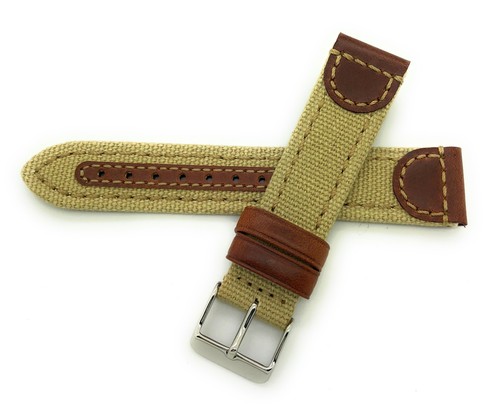 18mm 20mm 22mm MS868 Hadley Roma Sport Canvas Genuine Leather Watch Band - Picture 12 of 13