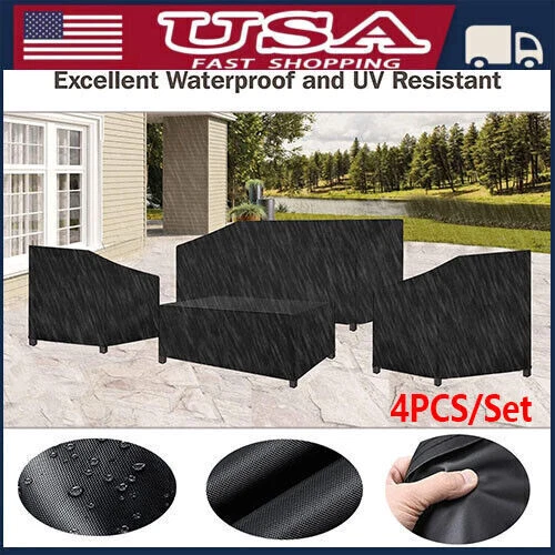 Комплект из 4 сверхпрочных водонепроницаемых чехлов для садовой мебели для патио ротангового стола дивана. - Изображение 2 из 4