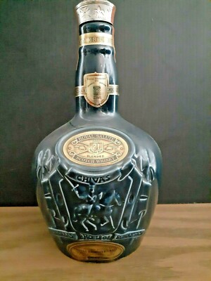 Blue Royal Salute Chivas 21 Years Old Scotch Whisky Spode Bottle (empty)