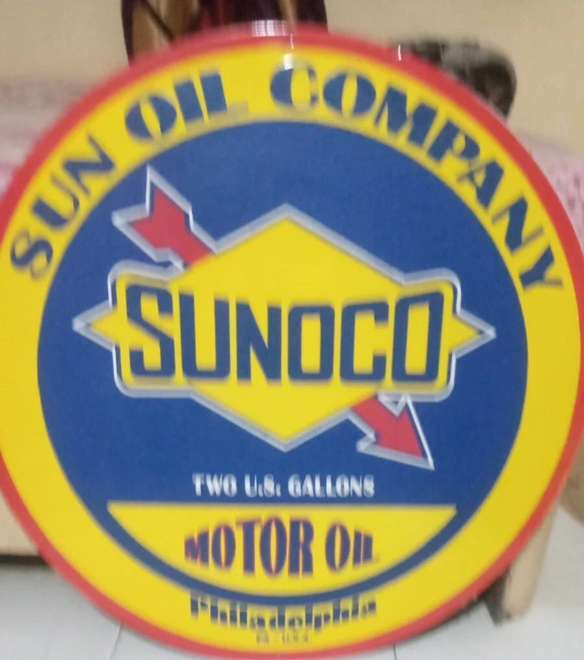 Sunoco Motor Oil  Porcelain Enamel Heavy Metal Sign 30  Inches Double  Side - Image 2 of 4