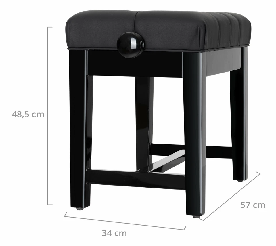Klavierbank Klavier Stuhl Piano Bank Sitz Hocker Leder stabil Schwarz Hochglanz - Bild 3 von 4