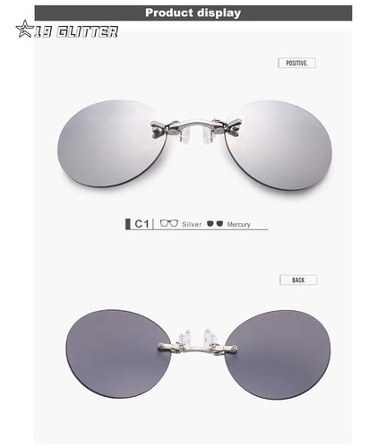 Matrix Sunglasses Morpheus Clip On Nose Glasses Round UV400 Frameless Eyewear - Picture 5 of 8