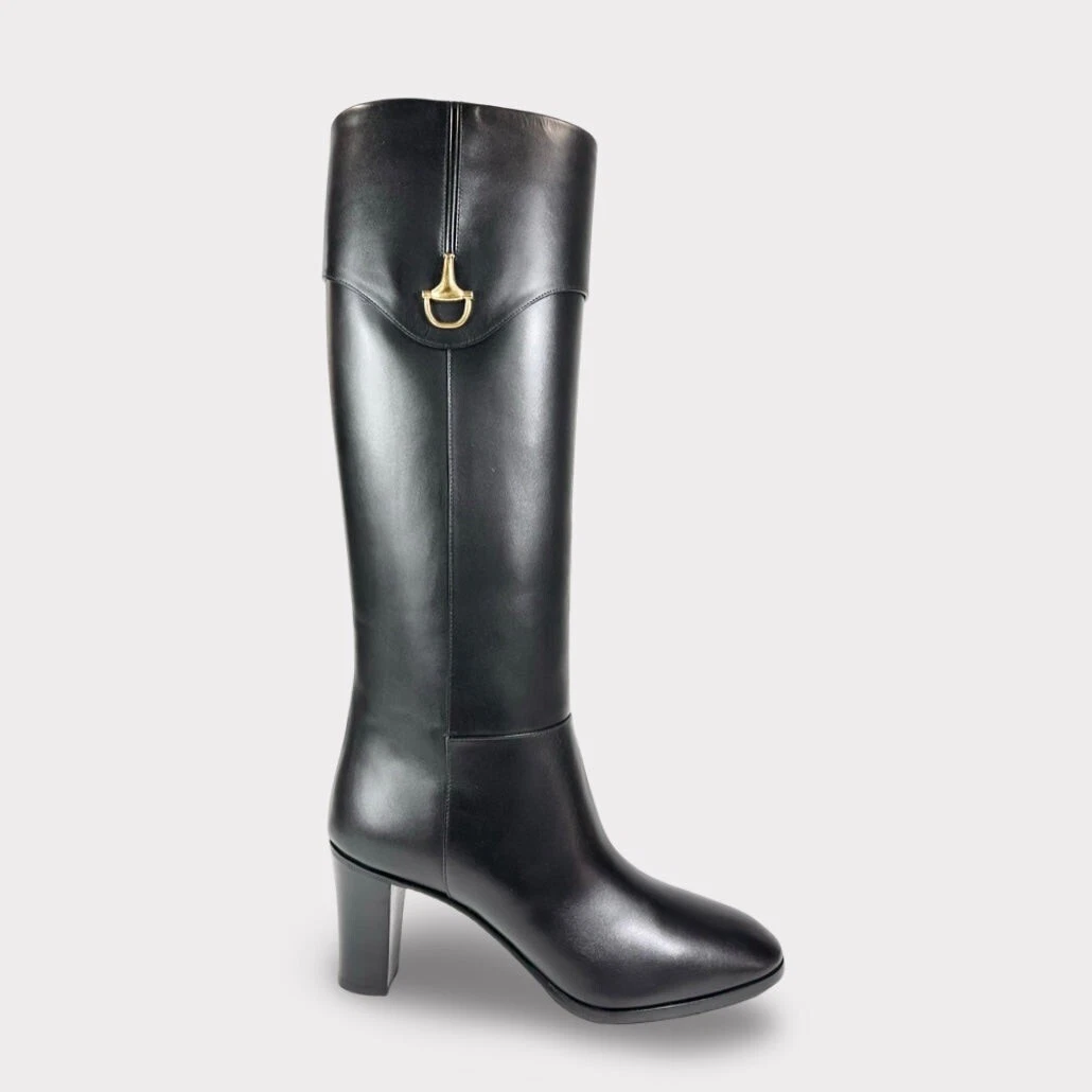 Bottes hautes en cuir Gucci Half Horsebit   Femme 11