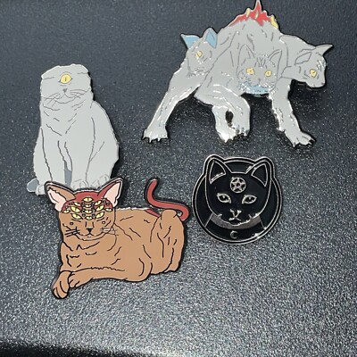 4 Cat Lapel Pins - Mythical Mythic Cyclops Cerberus And More
