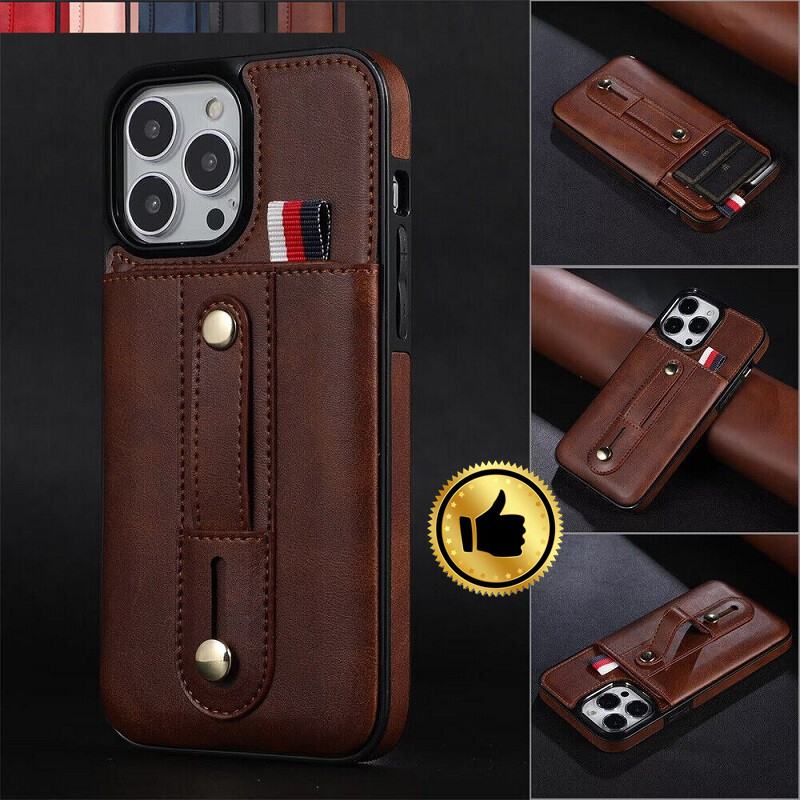 For iPhone 14 13 12 Pro XS Max XR 8 7 6 SE Leather Wallet Case Cover With Belt