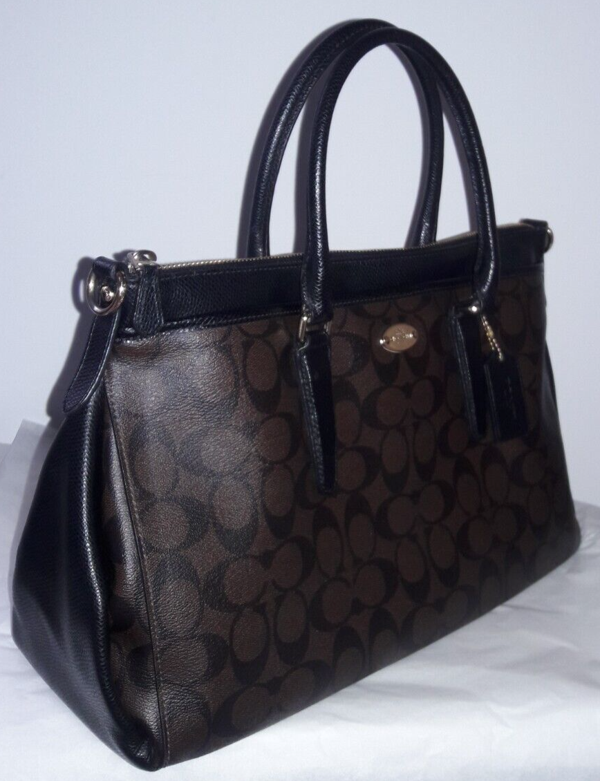 AUTHENTIC COACH MORGAN SIGNATURE PVC SATCHEL BAG PURSE F34617