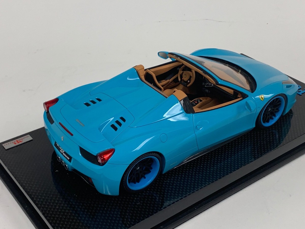 1/18 MR Collection Ferrari 458 Spider Baby Blue Frgiato Wheels on