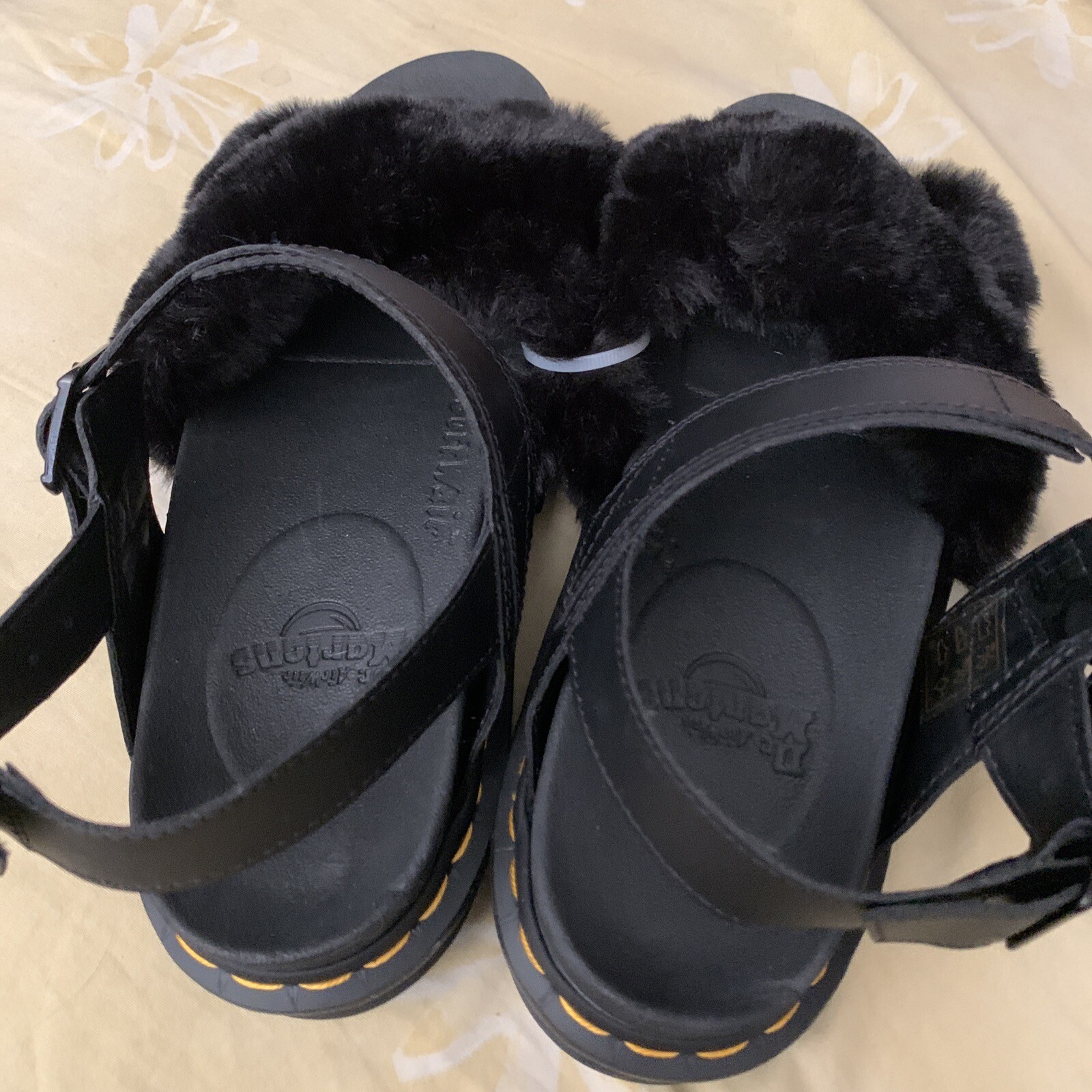 Dr. Martens Women's VOSS II Fluffy Black Platform Sandals Size 9 image 4