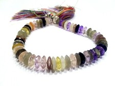 NATURAL MULTI STONE RONDELLE FACETED CUT 8-9MM LOOSE GEMSTONE BEADS 8"INCH
