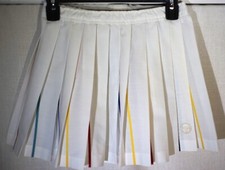 Vintage Sergio Tacchini Rainbow White Pleated Tennis Mini Skirt Size 26" Rare