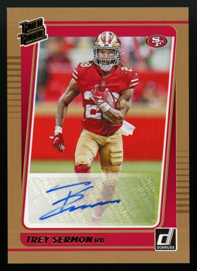 2021 Panini Donruss Trey Sermon Rated Rookie Bronze Auto Card #279 SF 49er's