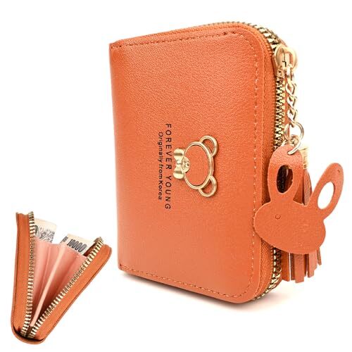 Slim Leather Zipper Credit Card Wallet for Women and Men  -image