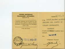 tessera unpa  cisano bergamasco 1937 nastro azzurro