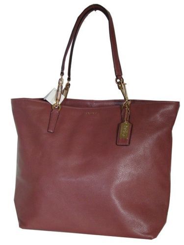NWT COACH MADISON LEATHER NORTH SOUTH TOTE LIGHT GOLD ROUGE F26225