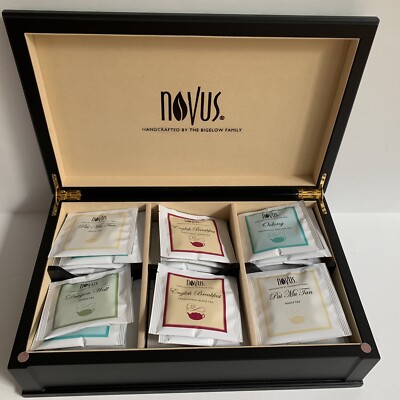 Bigelow Novus Wooden Variety Tea Chest Sampler in Mahogany