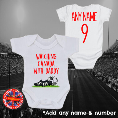 Canada Daddy Mummy Grandad Uncle Auntie Football Personalised Bodysuit