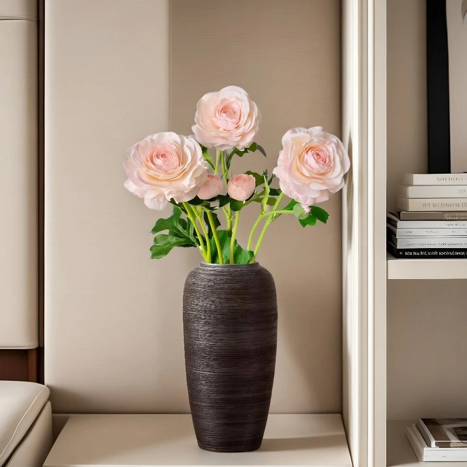 3 piezas Ranúnculo completamente florecido con brotes flores rosa seda para ramos cualquier decoración Foto 4 de 4