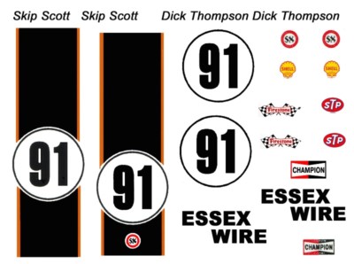 #91 Carroll Shelby Essex Wire Cobra 1965 1/43rd Scale Slot Car Decals