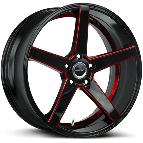 (Set of 4) Strada S35 Perfetto 18x8 5x4.5" +40mm Black/Red Wheels Rims 18" Inch Foto 3 de 4