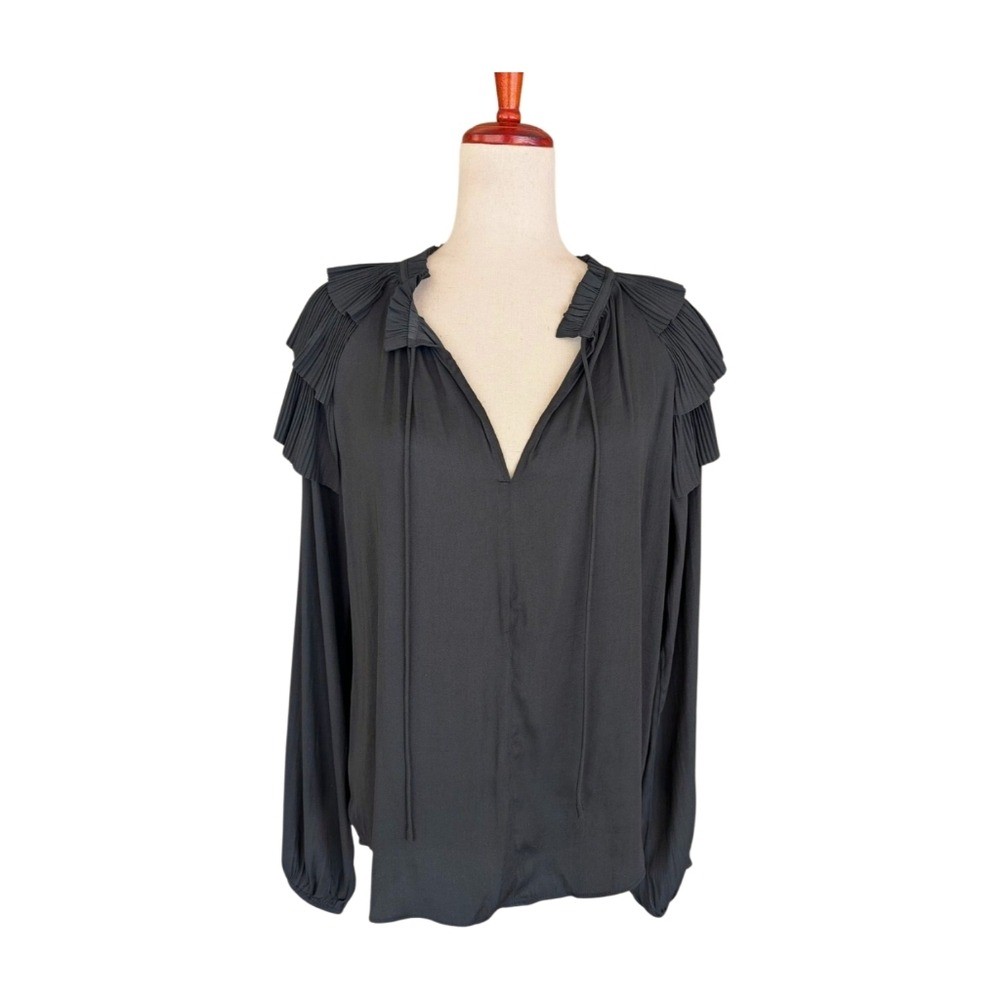 Current Air Split Neck Ruffle Shoulder Long Sleev… - image 2