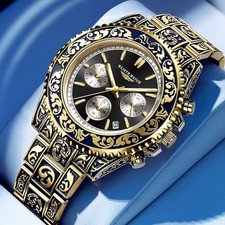WLISTH.WATCH Vintage Engraving Quartz Multi-function Men's Watch