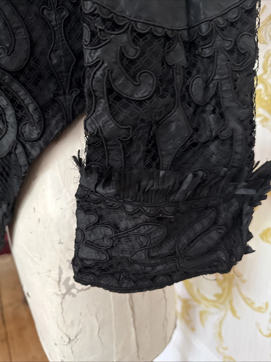 Antigua chaqueta victoriana de seda de 'Edward's Costumiers, Oxford St, Swansea' EXC