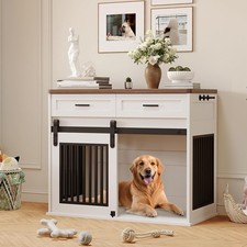 44" Large Dog Crate Furniture Wooden Dog Kennel with Drawer ,Cabinet End Table