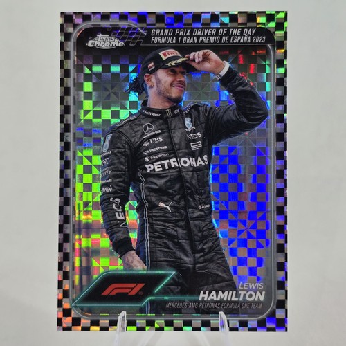 Lewis Hamilton 2024 Topps Chrome F1 Driver of Day Spain #165 Black Checker Ref.
