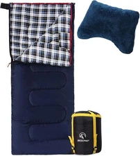 REDCAMP Outdoors Cotton Flannel Sleeping Bag Navy Blue 2-lbs Filling for Camping
