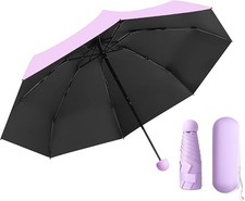Mini Pocket Compact Umbrella Sun Anti UV 5 Folding Rain Windproof Carry Case